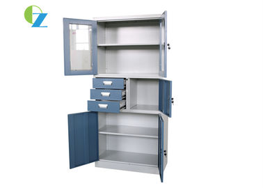Two Adjustable Shevels Lockable Steel Cupboard With 3 Drawers KD Structure