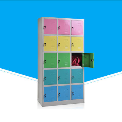 5 Tier 3 Wide Steel Office Lockers For Employee 15 Door Steel Locker