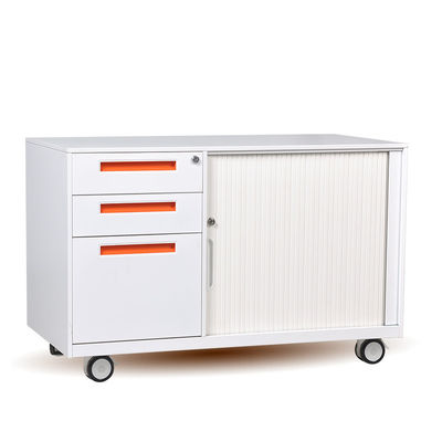Steel Mobile Pedestal Caddy Cabinet Left 3 Drawer Right Sliding Door Under desk